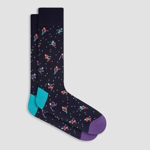 BUGATCHI MENS SKI MID CALF SOCKS MERCERIZED COTTON NAVY OS NWT